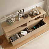 RichYa Farmhouse TV Stand for TVs up to 60”, Entertainment Center with 2 Storage Drawers for Living Room,White