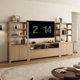 RichYa Farmhouse TV Stand for TVs up to 60”, Entertainment Center with 2 Storage Drawers for Living Room,White