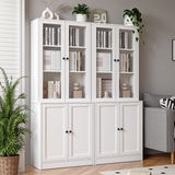 RichYa 2Pcs 71''H Tall Bookcase with Glass Door,3 Tier Display Bookshelves for Home Office,Living Room,White