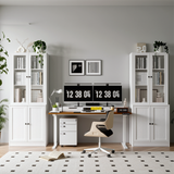 RichYa 2Pcs 71''H Tall Bookcase with Glass Door,3 Tier Display Bookshelves for Home Office,Living Room,White