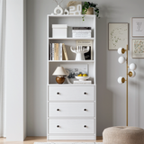 RichYa 2Pcs 71''H Tall Bookcase with Glass Door,3 Tier Display Bookshelves for Home Office,Living Room,White