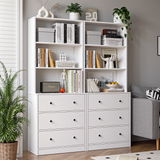 RichYa 2Pcs 71''H Tall Bookcase with Glass Door,3 Tier Display Bookshelves for Home Office,Living Room,White