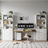 RichYa 2Pcs 71''H Tall Bookcase with Glass Door,3 Tier Display Bookshelves for Home Office,Living Room,White
