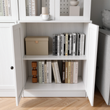 RichYa 2Pcs 71''H Tall Bookcase with Glass Door,3 Tier Display Bookshelves for Home Office,Living Room,White