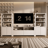 RichYa 3-Piece Entertainment Center with Bookshelves, TV Stand for TVs up to 60” with Bottom Storage Drawers for Living Room,White