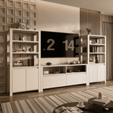 RichYa 3-Piece Entertainment Center with Bookshelves, TV Stand for TVs up to 60” with Bottom Storage Drawers for Living Room,White