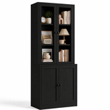 RichYa 71'' Tall Bookcase with Glass Door,3 Tier Display Bookshelves with Adjustable Shelves for Home Office,Living Room,White