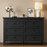 RichYa 6 Drawer Dresser for Bedroom,Chest of Drawers with Metal Knobs,Dresser for Closet,Black