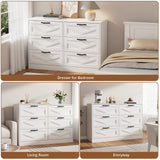 RichYa White Dresser for Bedroom, 6 Drawer Dresser with Metal Handles, Modern Storage Chest for Living Room,Adult