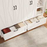 RichYa 2Pcs Armoire Wardrobe Closet with Drawers,Clothes Storage Cabinet with Hanging Rod,Large Wardrobe Closet with Shelves for Bedroom