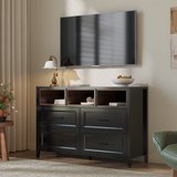Richya 6 Drawer Dresser for Bedroom,Chest of Drawers with Open Storage Shelf,Modern Dresser for Closet,White + Walnut