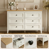 RichYa 6 Drawer Dresser for Bedroom,Chest of Drawers with Metal Knobs,Dresser for Closet,Wood