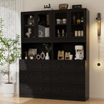 RichYa 71"H Tall Entryway Storage Cabinet,3 Drawers Kitchen Pantry Cabinet with Open Shelf for Living Room,Black