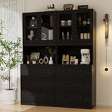 RichYa 71"H Tall Entryway Storage Cabinet,3 Drawers Kitchen Pantry Cabinet with Open Shelf for Living Room,Black