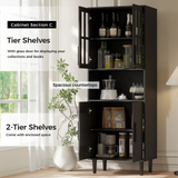 RichYa 3Pcs Grid Bookcases with Doors,Modular Furniture Bookcases,5-Tier Bookshelves with Glass Doors & Study Legs for Living Room