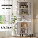 RichYa 4Pcs Pantry Storage Cabinet,Modular Furniture Cabinets with Shelves & Display Glass Doors for Kitchen,Dining Room