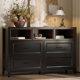 Richya 6 Drawer Dresser for Bedroom,Chest of Drawers with Open Storage Shelf,Modern Dresser for Closet,White + Walnut