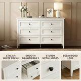 RichYa 6 Drawer Dresser for Bedroom,Chest of Drawers with Metal Knobs,Dresser for Closet,White