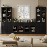 RichYa 4Pcs Kitchen Pantry Storage Cabinet,Modular Furniture Cabinets with Diplay Glass Doors,Hutch Buffet Cabinet with Drawers for Dining Room,White