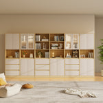 RichYa 71"H Tall Entryway Bookcase with Doors,Storage Cabinet with Open Shelf,3 Tier Bookshelf for Living Room,Entryway,Wood