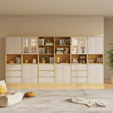 RichYa 71"H Tall Entryway Bookcase with Doors,Storage Cabinet with Open Shelf,3 Tier Bookshelf for Living Room,Entryway,Wood