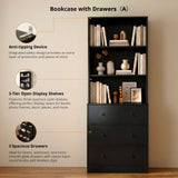 RichYa 71'' Tall Bookcase with 3 Drawers,3 Tier Display Bookshelves for Home Office,Living Room,White
