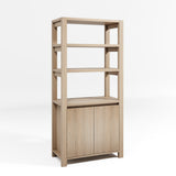RichYa Bookcase with Doors & 3-Tier Open Shelves,Bottom Closed Storage Cabinet for Living Room,Home Office,White
