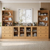RichYa 4Pcs Kitchen Pantry Storage Cabinet,Modular Furniture Cabinets with Display Glass Doors,Sideboard Buffet Cabinet with Shelves for Dining Room,White