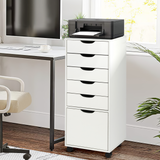 RichYa Rolling 5-Drawer Dresser with Wheels, Vertical Chest of Drawers,Mobile Storage File Cabinet for Home Office,Living Room (White)