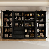 RichYa 4Pcs Kitchen Hutch Pantry Cabinets,Furniture Department Cabinet with Doors,China Cabinet with Glass Doors for Living Room