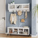 RichYa Mudroom Storage with Bench,Entryway Hall Tree with Shoe Storage & Coat Rack,Mudroom Furniture for Hallway,White