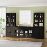RichYa Kitchen Pantry Cabinet Set of 4,111" W Buffet Sideboard Coffee Bar with Glass Door Hutch,Modular Storage Cabinets with Shelves & Drawers for Dining Room,White