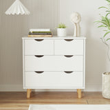 RichYa 4 Drawer Dresser for Bedroom Wood Storage Dresser White Sofa Table Nightstand Chest of Drawer