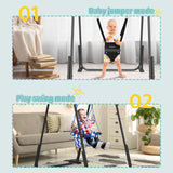 Slevoo 2-in-1 Baby Jumper and Toddler Swing Set with Portable Quick Foldable Stand, Easy Setup, Adjustable Strap, Soft Padded Seat, Black