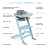 Cowiewie 3-in-1 Convertible Wooden Baby High Chair, 10-Level Height, 2-Tier Removable Tray, 2 Waterproof Cushions for Babies & Toddlers