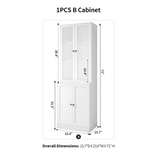 RichYa 2Pcs 71''H Tall Bookcase with Glass Door,3 Tier Display Bookshelves for Home Office,Living Room,White