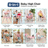 Richya 8 in 1 Baby High Chair for Babies, Toddler Dining Booster Seat, BPA Free PP Material, Pink