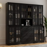 RichYa Curio Cabinets with Glass Doors,Tall Display Cabinet with Storage Shelf,5-Tier Modular Bookcases with Doors & Drawers for Living Room,Dining Room(BFB)