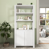 RichYa Bookcase with Doors & 3-Tier Open Shelves,Bottom Closed Storage Cabinet for Living Room,Home Office,White