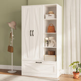 RichYa 71"H Armoire Wardrobe Closet with Drawer,Clothes Storage Cabinet with Hanging Rod,Large Wardrobe Closet with Shelves & 2 Doors for Bedroom