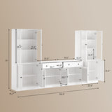 RichYa 4-Piece TV Stand for TVs up to 75”,Entertainment Center with Bookshelves for TVs,TV Stand Cabinets with 2 Drawers for Living Room,White