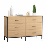 RichYa 47.3'' Drawer Dresser Chest of 6 Storage Drawers for Bedroom, Living Room, Hallway, Oak