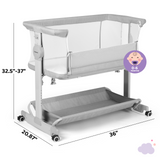 Cowiewie 3 in 1 Baby Bassinet, All Mesh Breathable, Rocking Bassinet and Bedside Sleeper with Wheels, 0-6 Months Infant, Light Gray