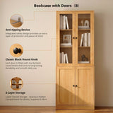 RichYa 71'' Tall Bookcase with Glass Door,3 Tier Display Bookshelves with Adjustable Shelves for Home Office,Living Room,White