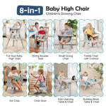 Richya 8 in 1 Baby High Chair for Babies, Toddler Dining Booster Seat, BPA Free PP Material, Grey