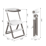 Cowiewie Folding Toddler Step Stool, Montessori Learning Tower for Kitchen and Bathroom, White