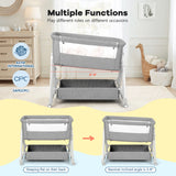 Cowiewie Baby Bassinet Bedside Portable Bassinet W/ Wheels Storage Travel Bag, for 0-6 Months, Light Gray
