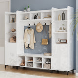 RichYa 71"H Mudroom Storage with Bench,Entryway Hall Tree with Shoe Storage & Coat Rack,Mudroom Furniture for Hallway,White