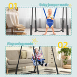 Slevoo 2-in-1 Baby Jumper and Toddler Swing Set with Portable Quick Foldable Stand, Easy Setup, Adjustable Strap, Soft Padded Seat, Blue
