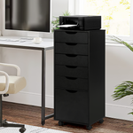 RichYa 5-Drawer Dresser with Caster Wheels, Chest of Drawers with Bottom Cabinet Storage,Storage Cabinet for Bedroom,Home Office (Black)